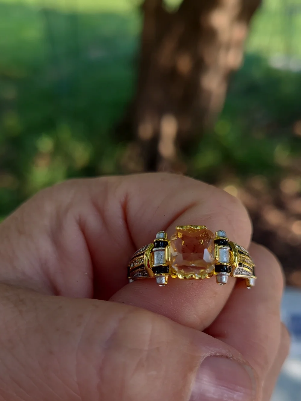 Yellow Citrine-Style Gold Ring - Women's Fashion Jewelry